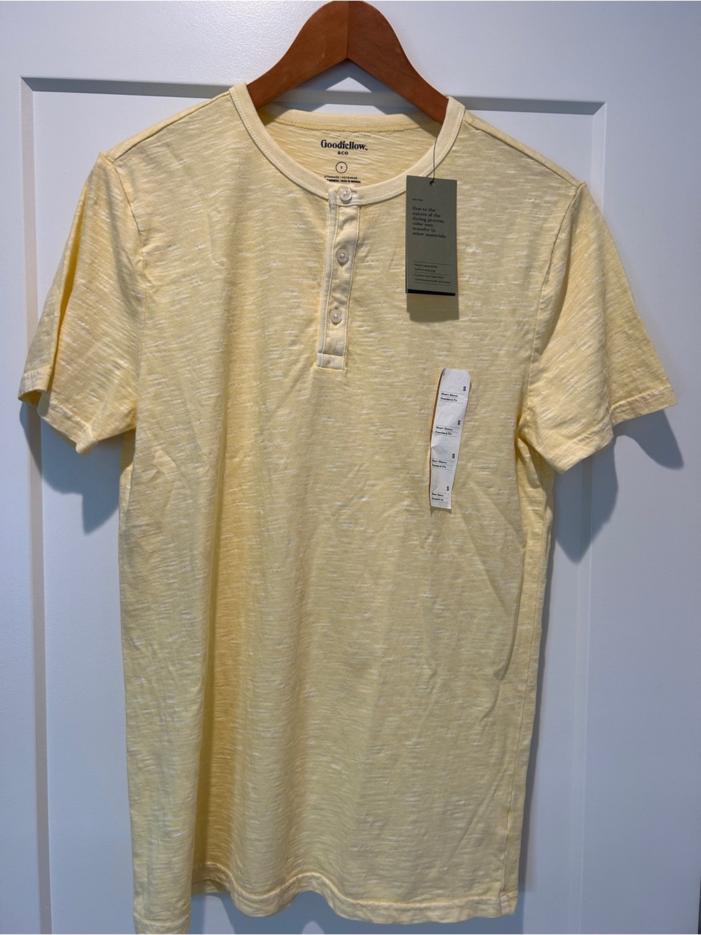 Goodfellow & Co Pale Yellow Short-Sleeve Henley Shirt